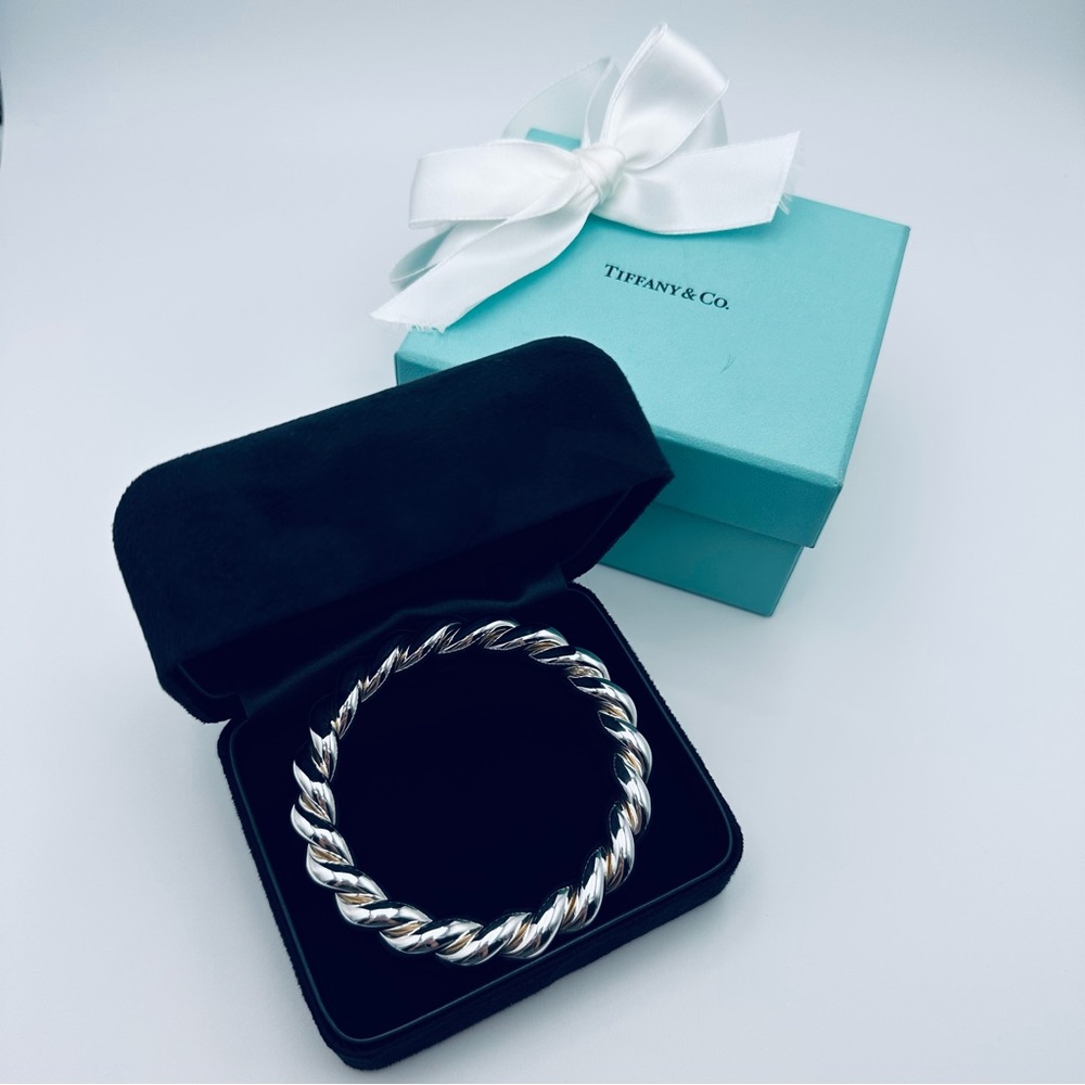 RARE Tiffany & Co. Vintage Twist Bangle Bracelet in Sterling Silver w Packaging - Picture 12 of 12